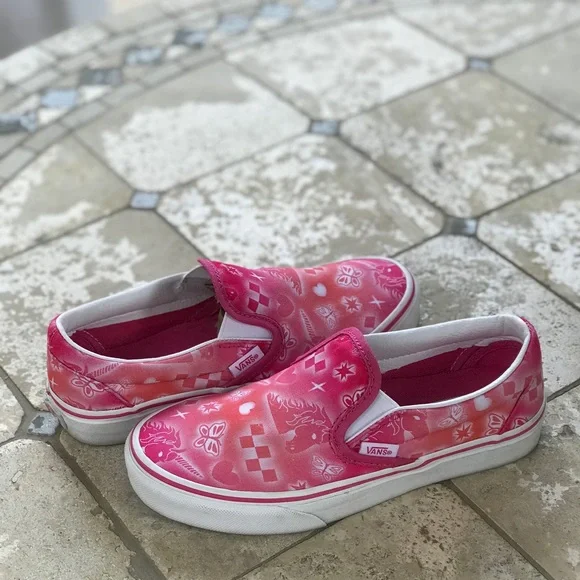 VANS Pink White Tie-Dye Slip-On Slide Tennis Shoes (Unisex) - Picture 2 of 10